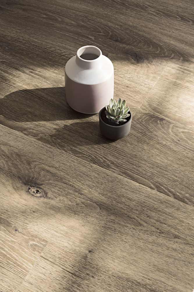 Luxury Vinyl Plank Flooring in Windspray Colour with Pot Plant and Jug