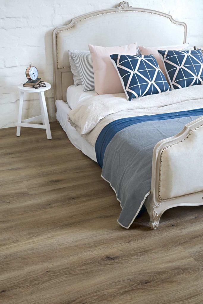Smoked Oak Bedroom Flooring in Sierra Frost Colour Luxury Vinyl Plank