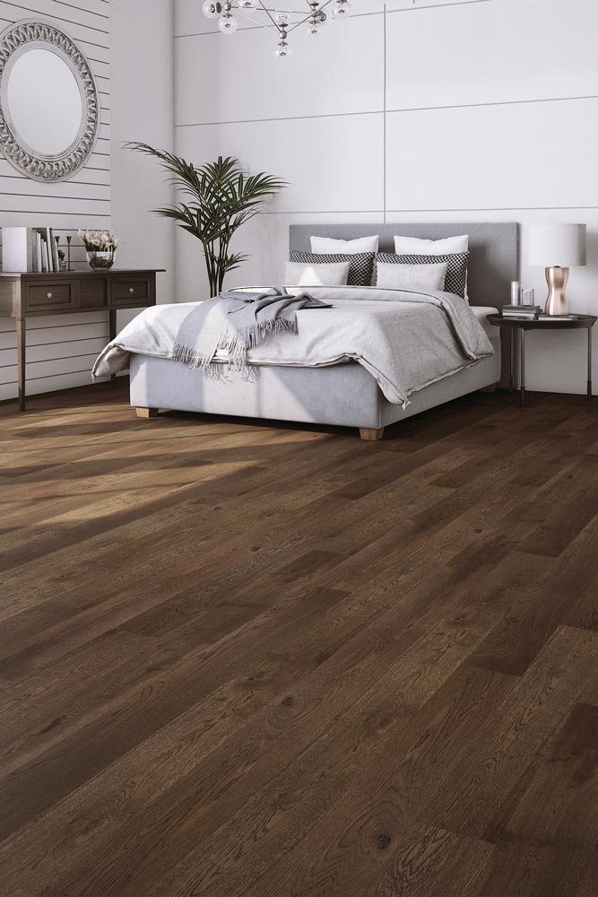 Engineered Timber Riviera Oak Click Flooring in Orinoco Colour Bedroom Scene